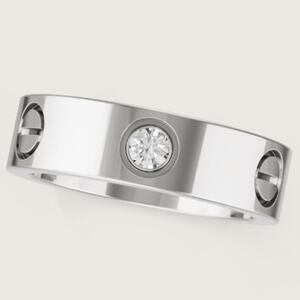 Cartier Love Classic 3 Diamond 18K White Gold Ring 56 US 7.5
